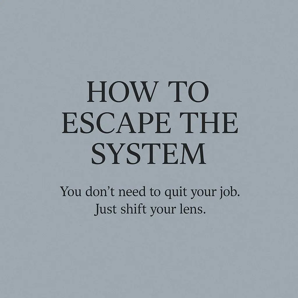 There’s a myth going around — that in order to live freely, you have to leave everything behind. That “escaping the system” means vanishing, quitting, or going off-grid.